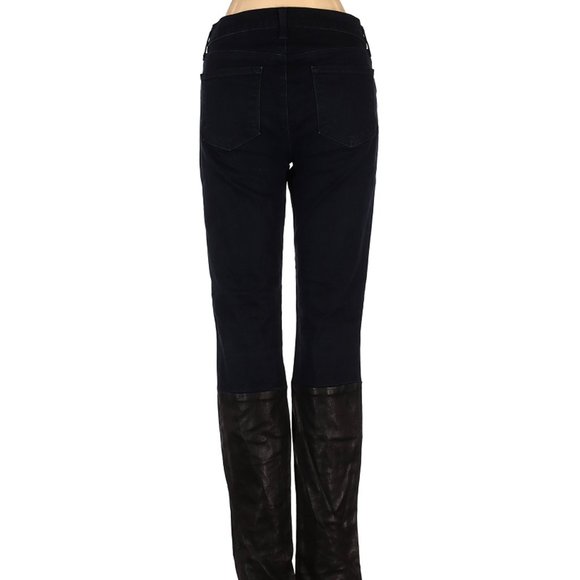 J Brand Jeans Black Blue Straight Leg Mid Rise Waist Size 27 #432 - Picture 2 of 3